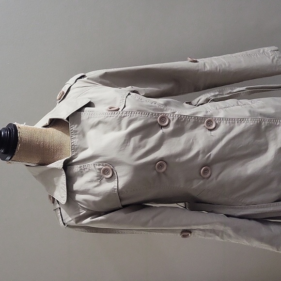 100% Cotton Beige Cream Trench Coat/Jacket in Size Small - Picture 11 of 14